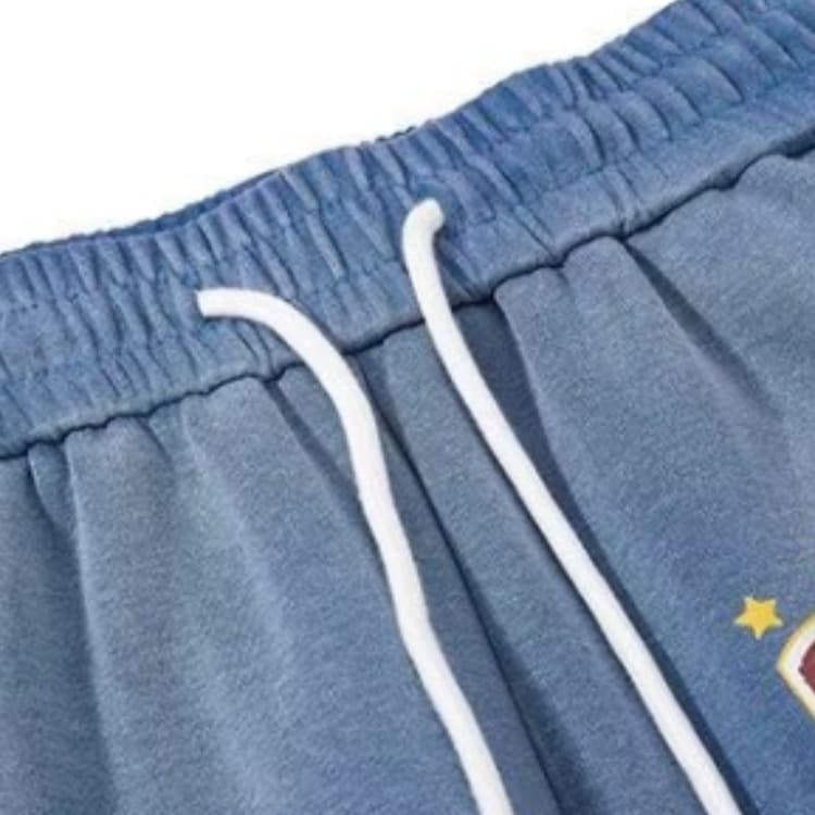 한국 chic 아메리칸 레트로 알파벳 프린트 그라데이션 스트라이프 모통이 칼 넓은 다리 느긋한 바람 거리 캐주얼 긴 바지 여성 상세 이미지 18