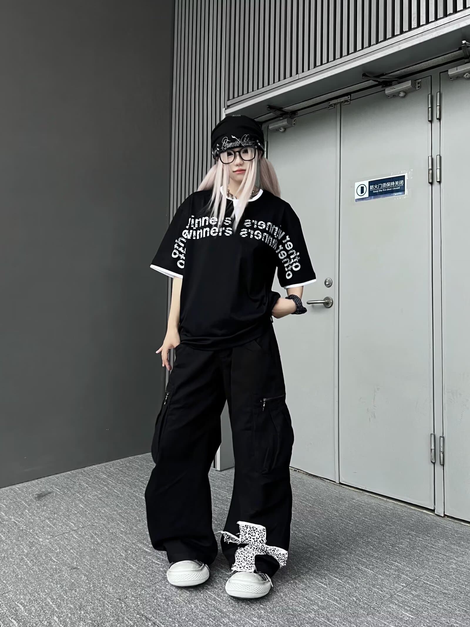 한국 chic 아메리칸 레트로 핫걸 바람 레오파드 무늬 패치 청바지 아이들 여름 새로운 더블 허리 머리 와이드 레그 팬츠 상세 이미지 4