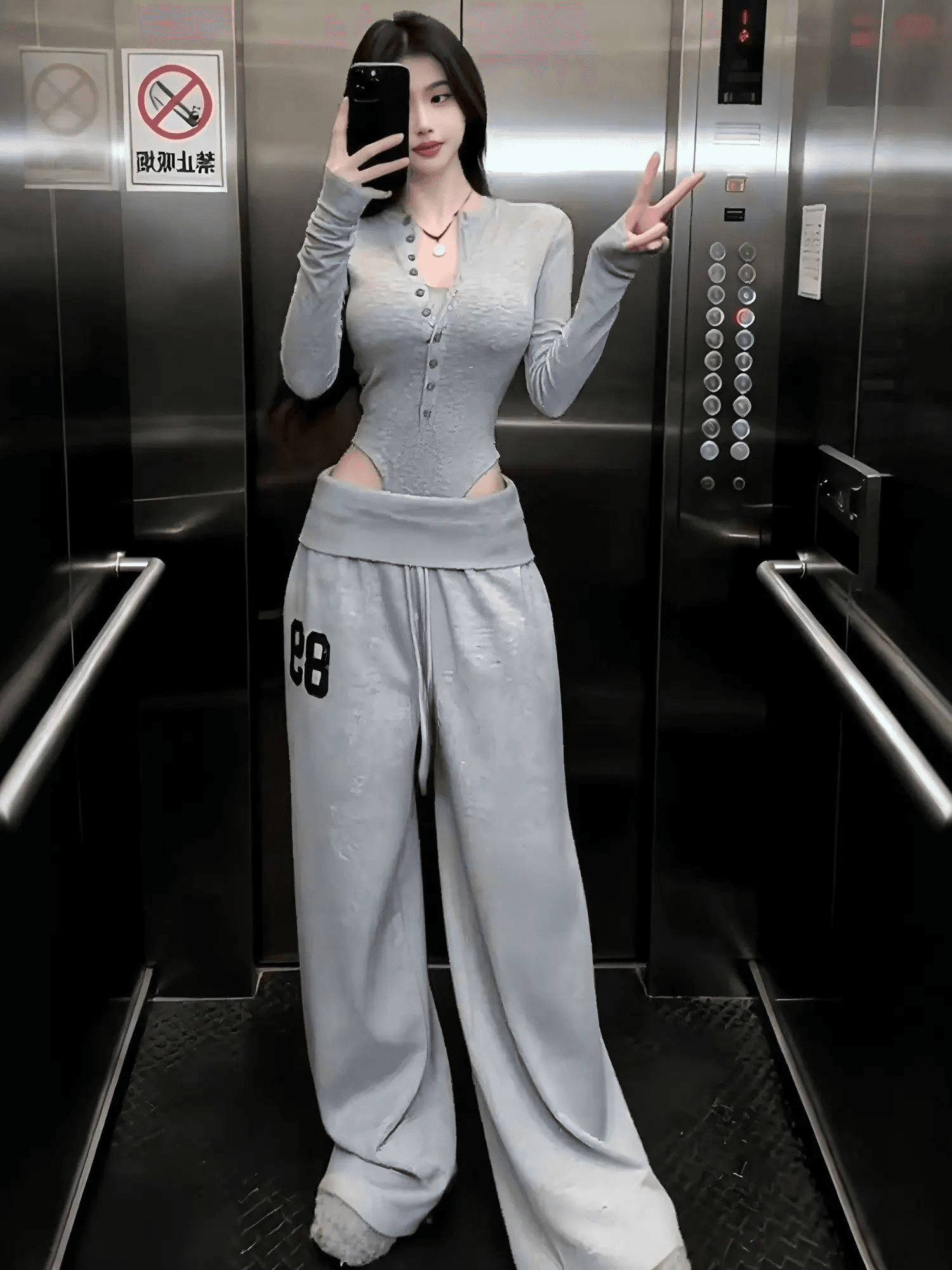 한국 chic 새로운 아메리칸 레트로 빛 아시아 인 캐주얼 뒤집다 측면 루즈핏 캐주얼 다용도 허리밴드 넓은 다리 웨이 바지 여성