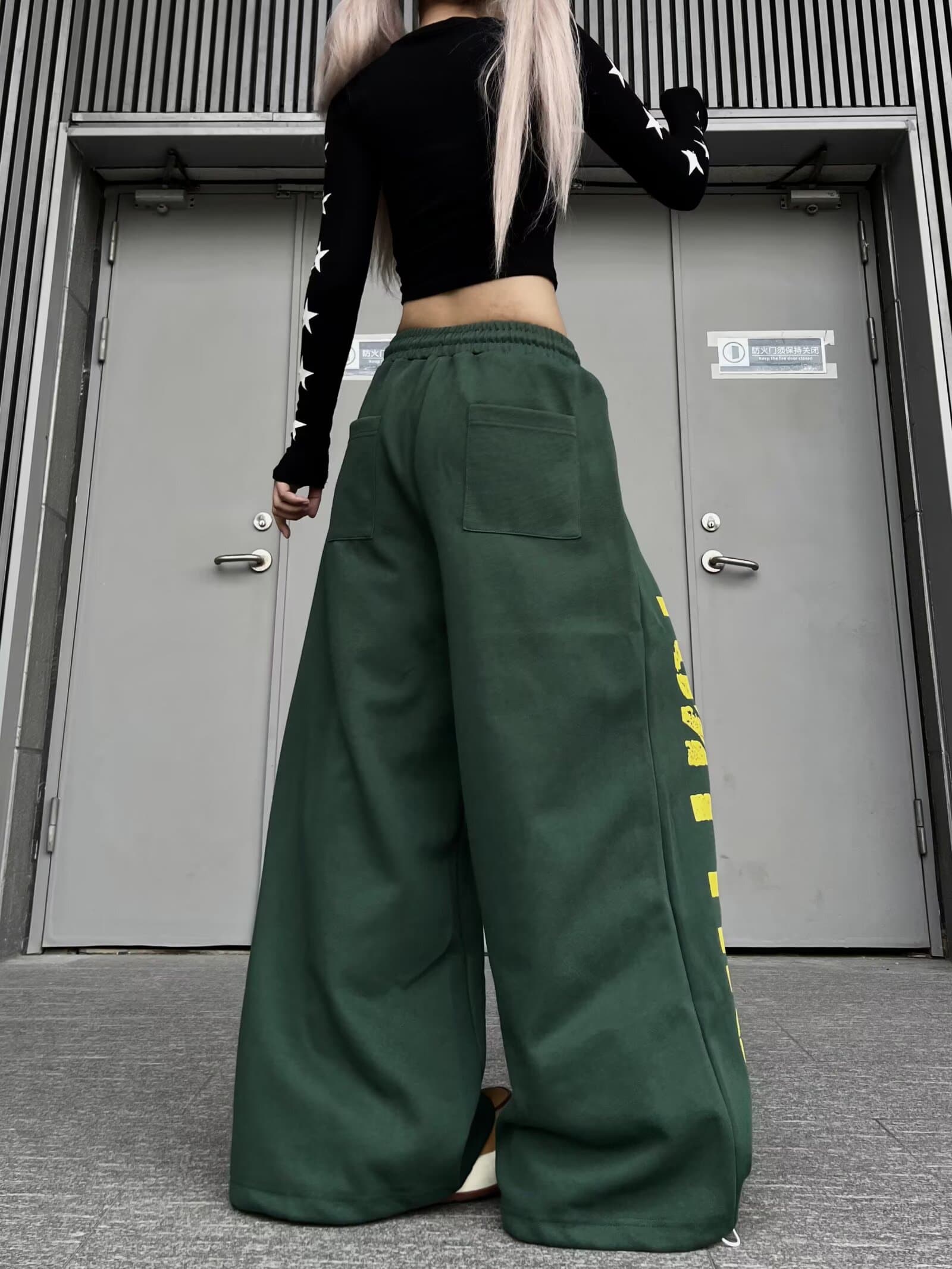 한국 chic 새로운 아메리칸 캐주얼 바지 여성 봄 여름 가을 루즈핏 미니멀리즘 와이드 레그 팬츠 조수 브랜드 운동 바지 트렌디 이미지 3