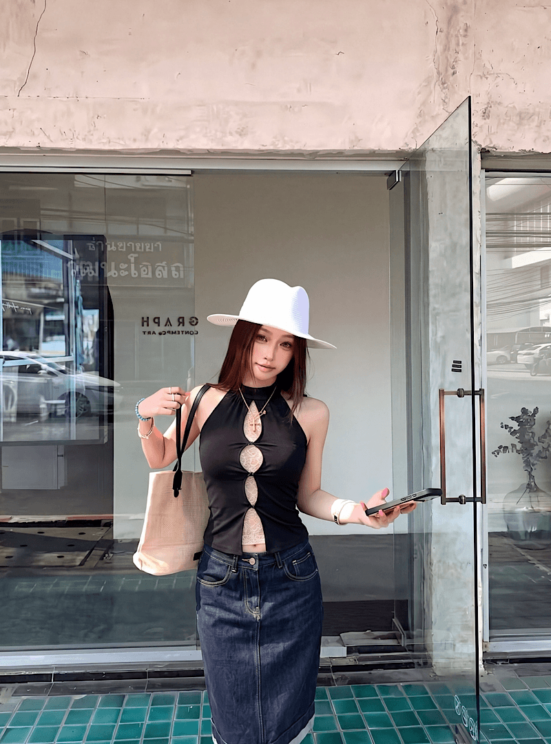 한국 스타일 아메리칸 레이스 조각 행침 목 조끼 여성 여름 품격 홀로우 아웃 몸매 가꾸기 페이크 레이어드 슬립 핫걸 맨위 이미지 4