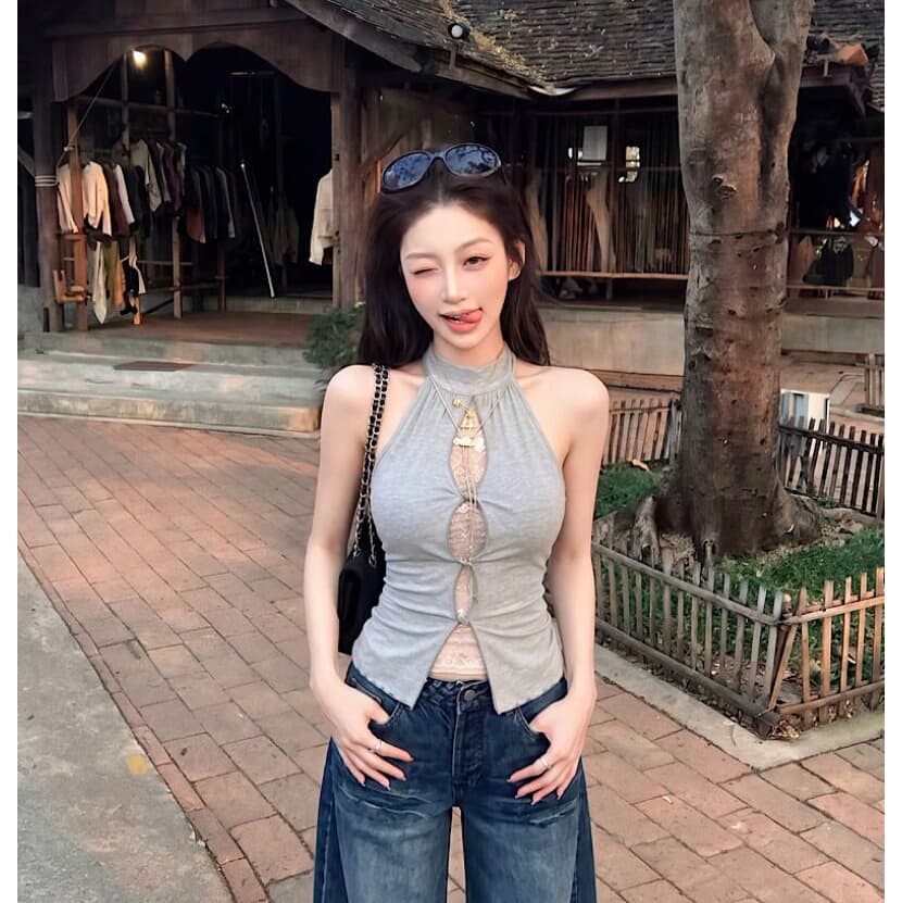 한국 스타일 아메리칸 레이스 조각 행침 목 조끼 여성 여름 품격 홀로우 아웃 몸매 가꾸기 페이크 레이어드 슬립 핫걸 맨위 상세 이미지 2