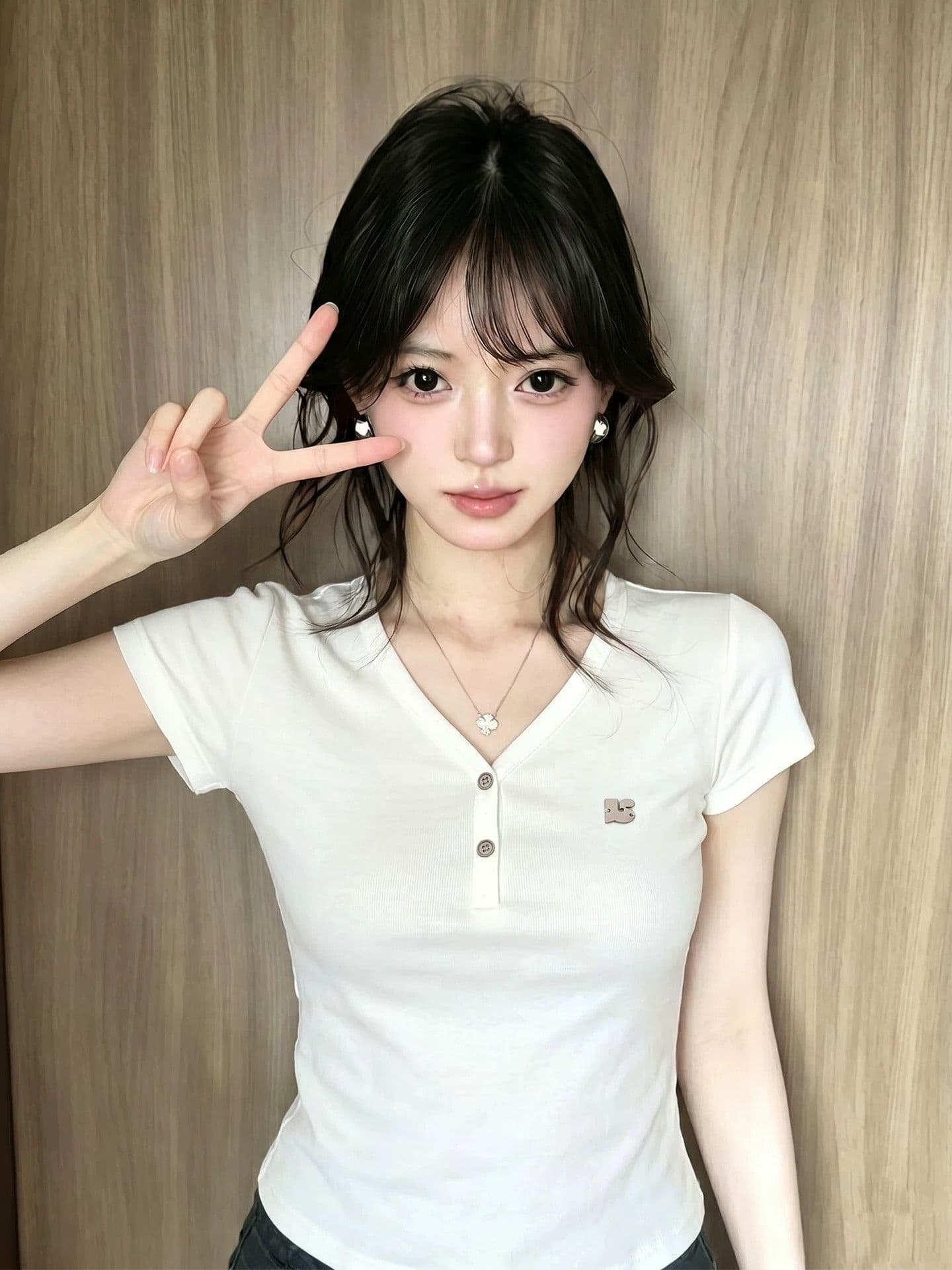 한국 chic 순면 아메리칸 레트로 V넥 알파벳 프린트 몸매 가꾸기 반팔 티셔츠 여성 여름 새로운 핫걸 맨위 상세 이미지 5