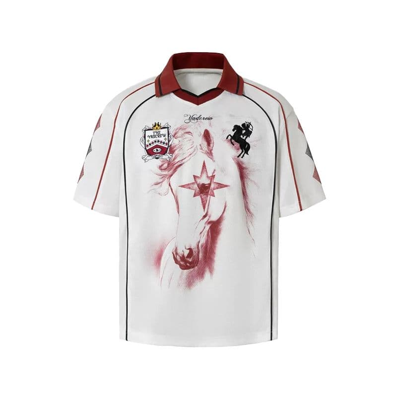 한국 chic 원본 저지 아메리칸 트렌드 공 서비스 POLO 셔츠 폴로 칼라 반팔 티셔츠 여름 새로운 남녀 트렌디 상세 이미지 2