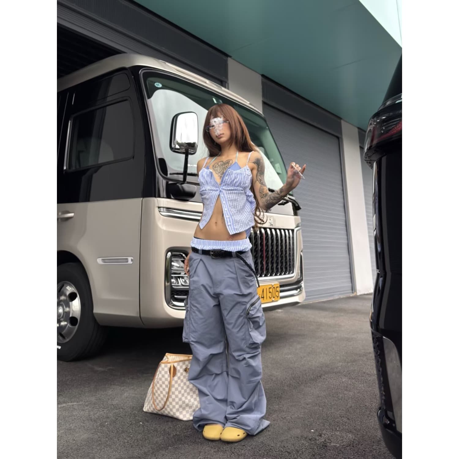 한국 chic 아메리칸 기능 나일론 지퍼 주머니 속도 건조한 캐주얼 바지 여성 거리 넓은 다리 루즈핏 캐주얼 긴 바지 상세 이미지 2