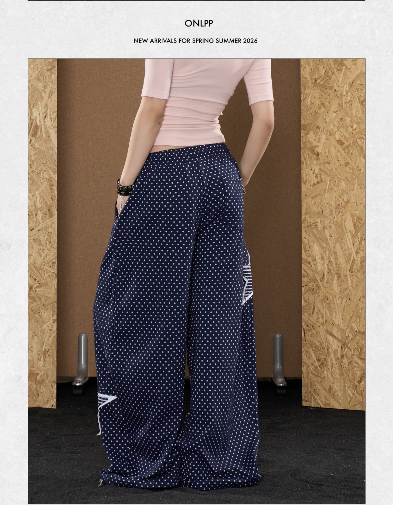 원본 한국 chic 아메리칸 레트로 별 패치 자수 도트 무늬 와이드 레깅스 바지 루즈핏 캐주얼 바지 거리 바람 상세 이미지 17