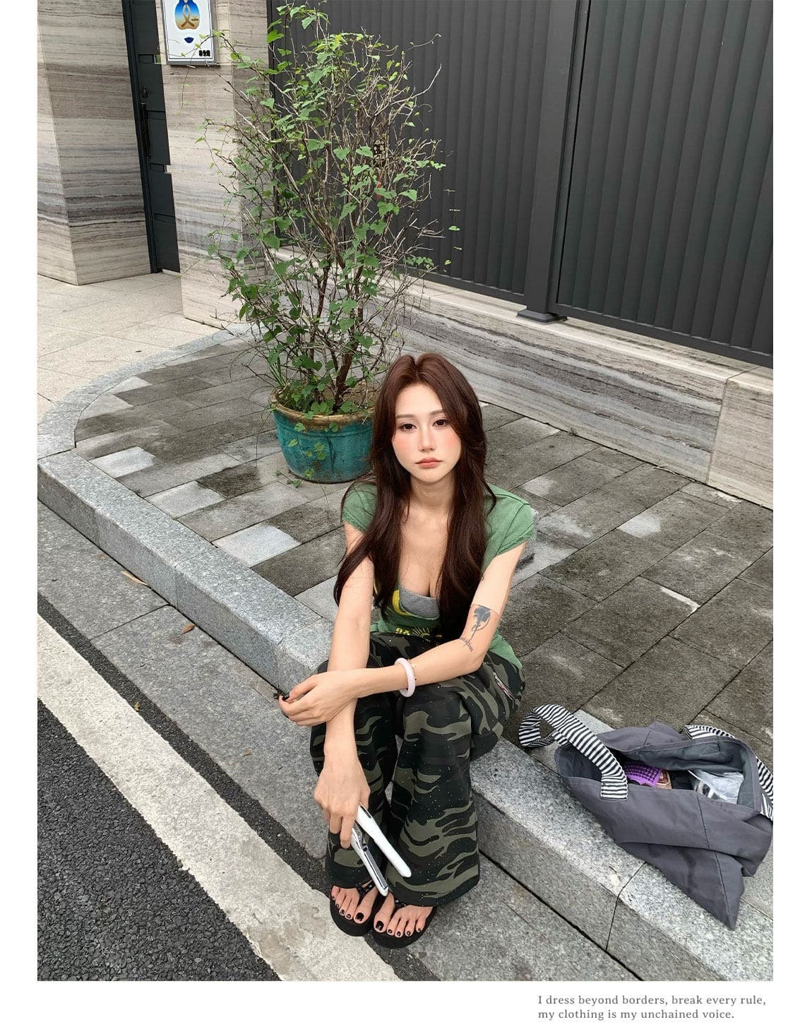 한국 chic 아메리칸 레트로 카모플라주 루즈핏 넓은 다리 캐주얼 바지 여성 2026 새로운 거리 스트레이트 운동 긴 바지 상세 이미지 6