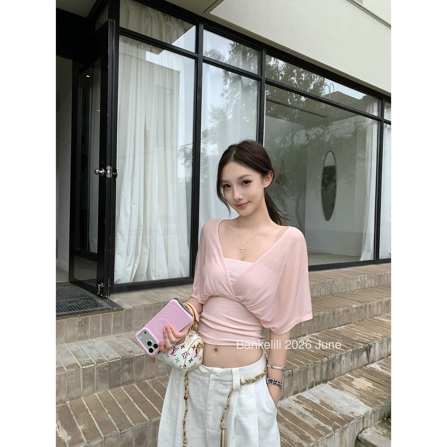 새로운 페이크 레이어드 주름 블라우스 튜브탑 반팔 티셔츠 여성 여름 허리 수축 작은 대중 디자인 센스 핫걸 맨위 트렌디 이미지 3