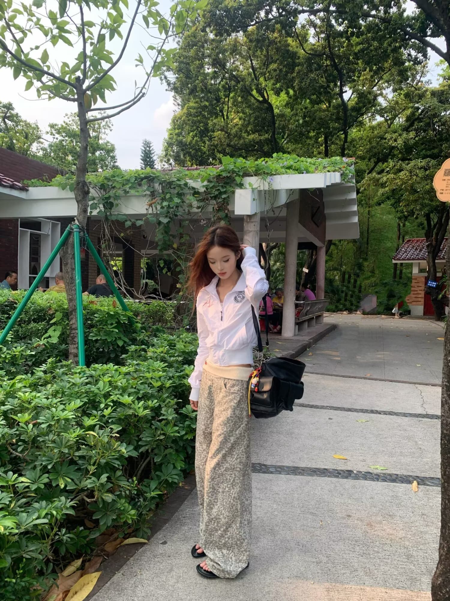 한국 chic 아메리칸 조수 브랜드 워싱 레오파드 무늬 캐주얼 바지 여성 루즈핏 넓은 다리 악당 잘 생긴 마 오래된 디자인 센스 바지 트렌디 상세 이미지 11