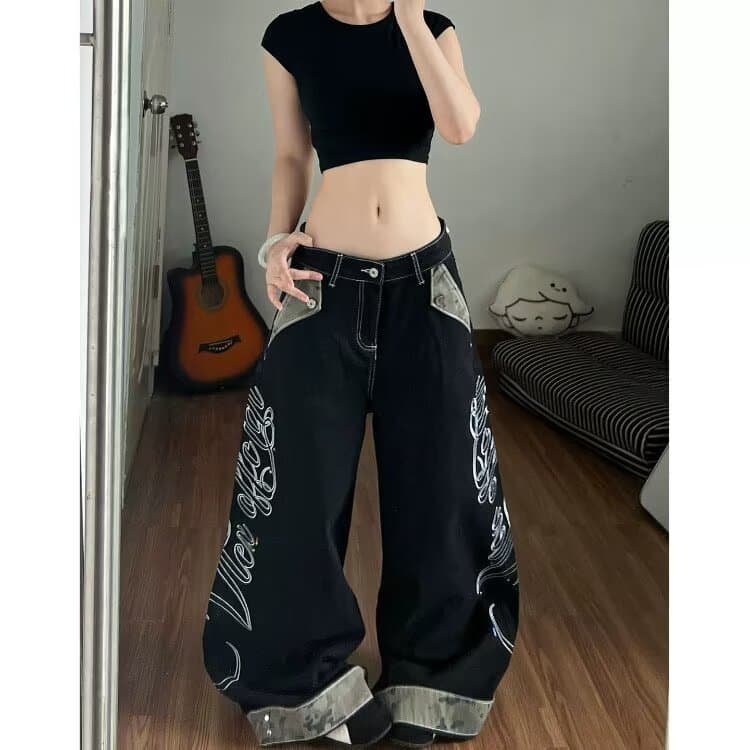 한국 chic 아메리칸 이른 가을 새로운 스트리트 댄스 조수 브랜드 워싱 웃음 하 긴 바지 레트로 재즈 루즈핏 운동 바지 여성 상세 이미지 7