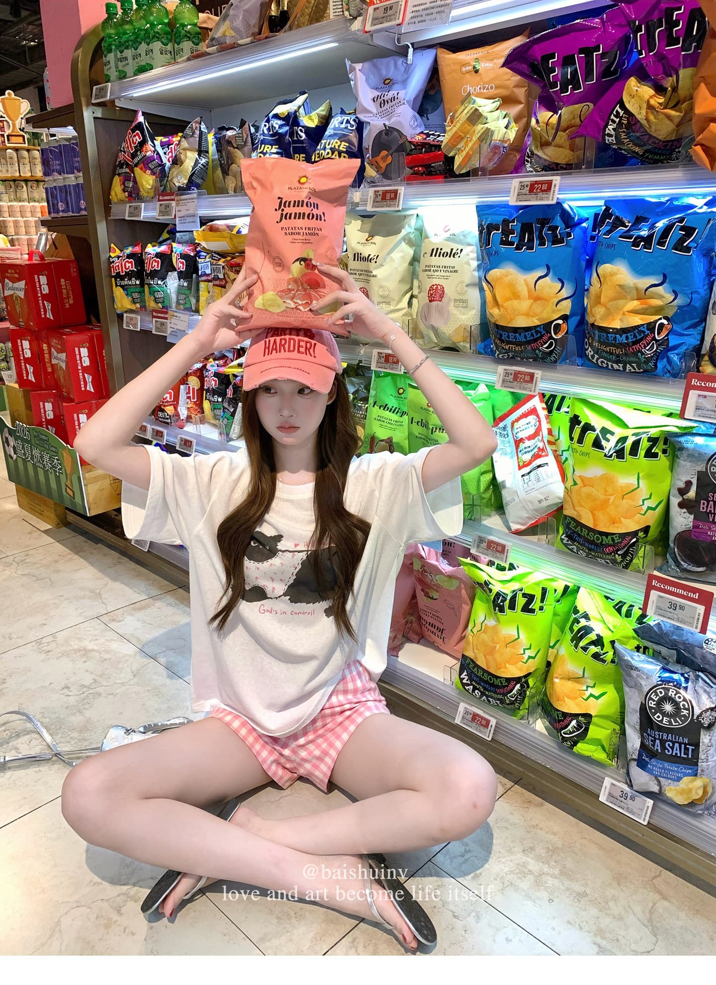 눈꽃 면 고양이 프린트 라운드 넥 티셔츠 여성 여름 섹션 한 부서 달콤함 귀여운 루즈핏 느긋한 센스 다용도 맨위 상세 이미지 34