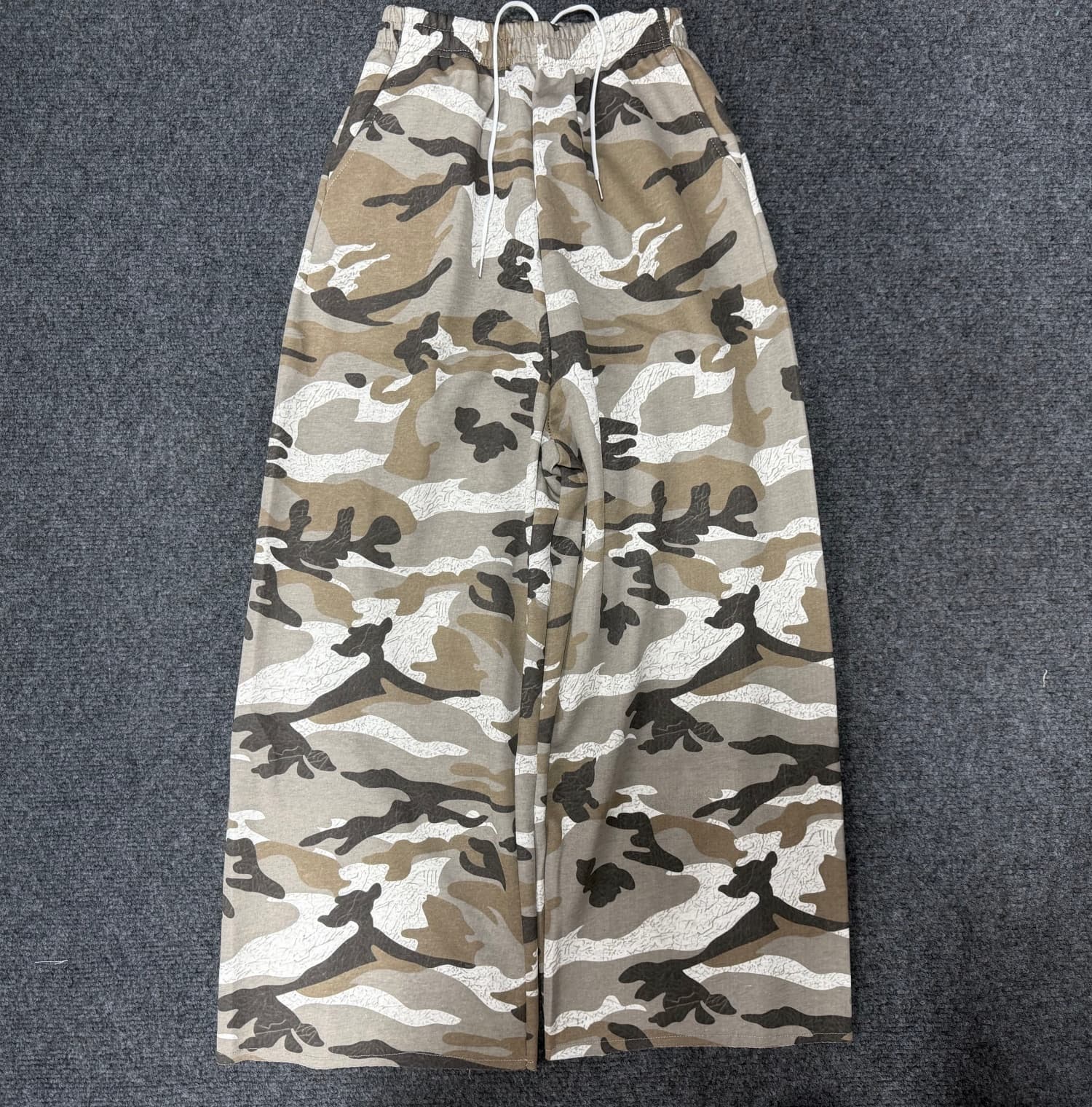 한국 chic 이른 가을 아메리칸 레트로 펌프 로프 카모플라주 캐주얼 웨이 바지 여성 넓은 다리 루즈핏 바닥 청소 핫걸 롱 바지 상세 이미지 1