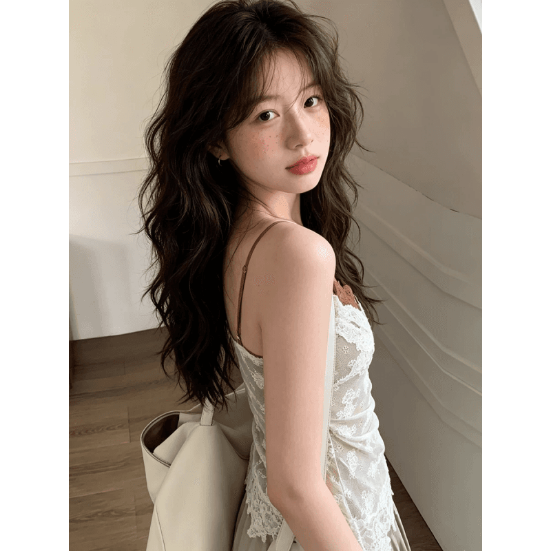 원본 원단 순수한 욕망 바람 배색 캐미솔 여름 새로운 레이스 조각 섹시함 페이크 레이어드 맨위 트렌디 이미지 5