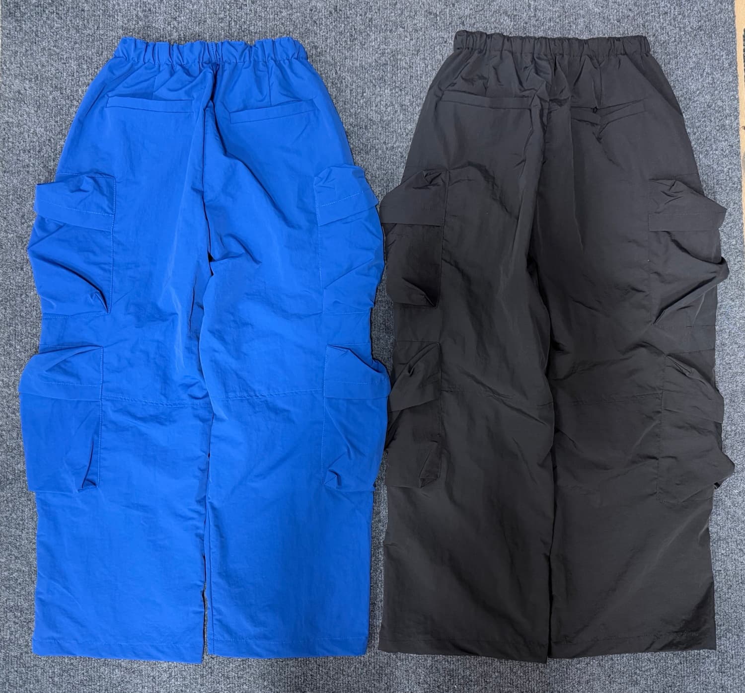 한국 chic 아메리칸 레트로 알파벳 기타 주머니 워크웨어 팬츠 여성 여름 얇은 스타일 루즈핏 슬림해 보이는 넓은 다리 낙하산 병 바지 상세 이미지 1