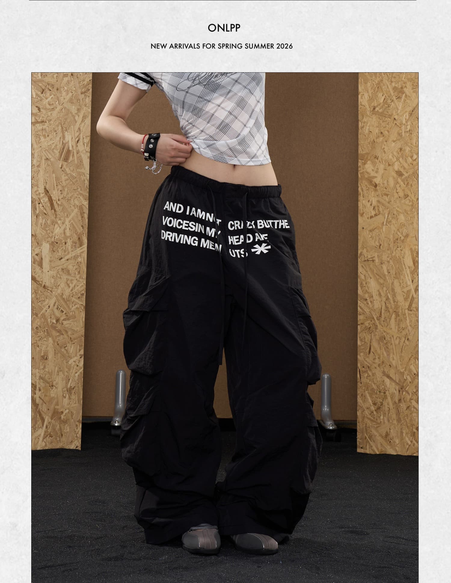 한국 chic 아메리칸 레트로 알파벳 기타 주머니 워크웨어 팬츠 여성 여름 얇은 스타일 루즈핏 슬림해 보이는 넓은 다리 낙하산 병 바지 상세 이미지 18