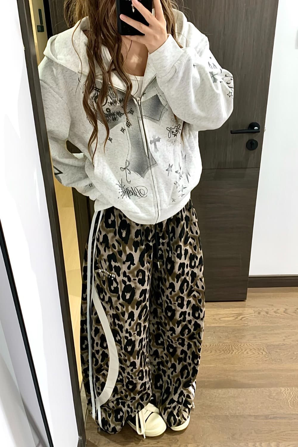 한국 chic 하이웨이스트 와이드 레깅스 바지 가을 새로운 루즈핏 워크웨어 팬츠 기타 주머니 캐주얼 바지 슬림해 보이는 바닥 청소 바지 이미지 3