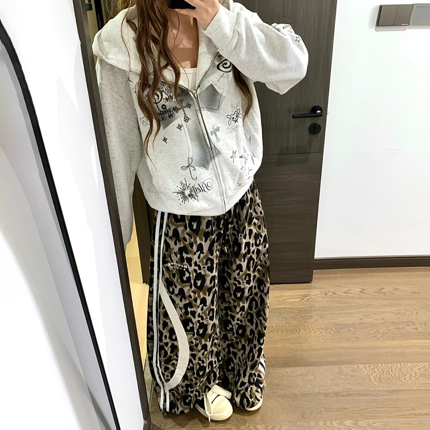 한국 chic 하이웨이스트 와이드 레깅스 바지 가을 새로운 루즈핏 워크웨어 팬츠 기타 주머니 캐주얼 바지 슬림해 보이는 바닥 청소 바지 상세 이미지 7