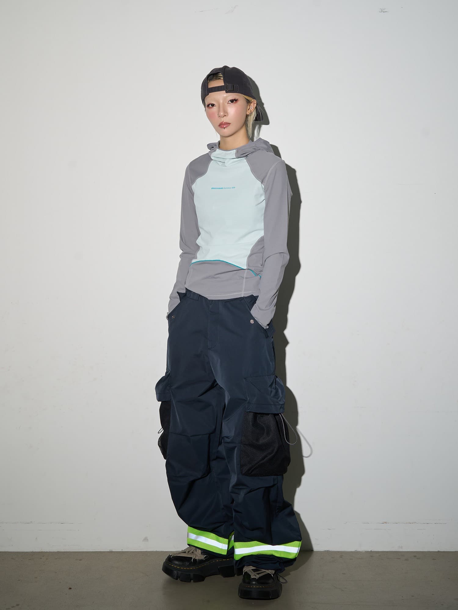 한국 chic 3 차원 명중 Pleat 새로운 아메리칸 소방 반사 기사 워크웨어 팬츠 펌프 로프 주머니 넓은 다리 캐주얼 바지 여성 상세 이미지 17