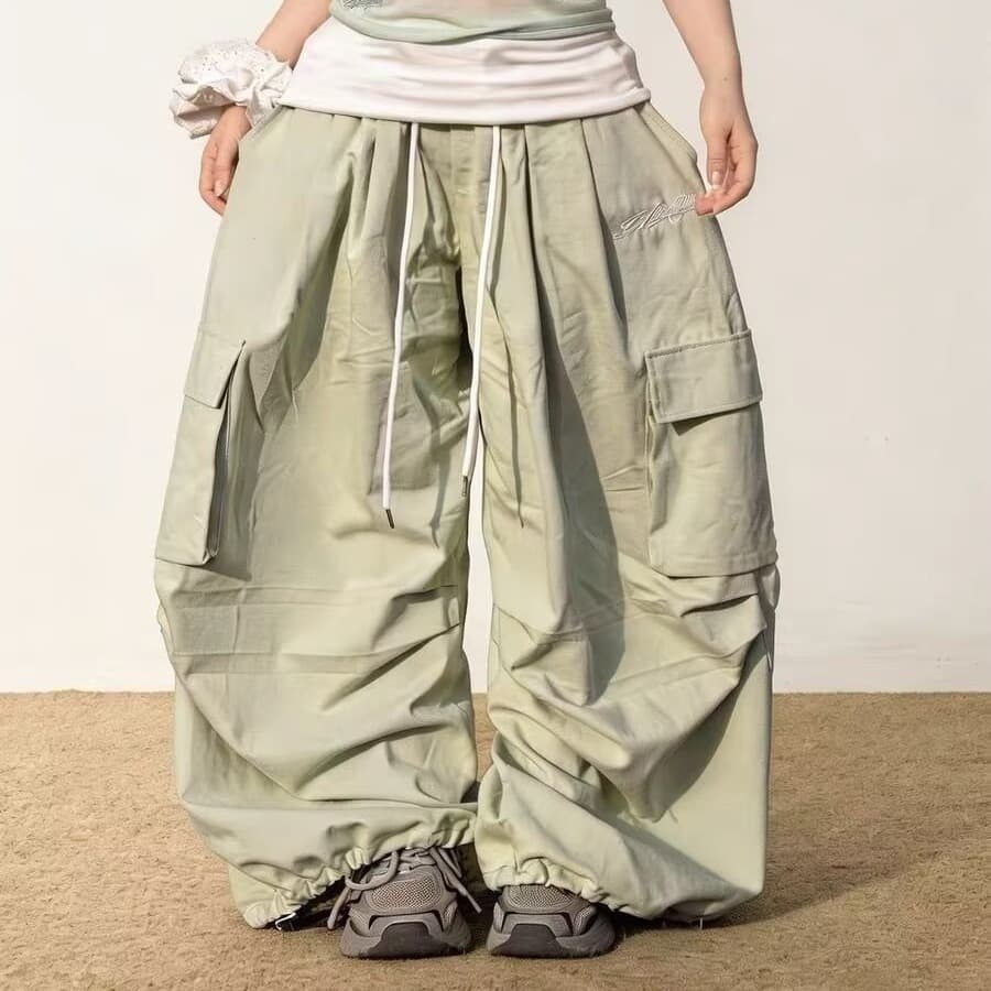 한국 chic 아메리칸 워크웨어 팬츠 루즈핏 넓은 다리 스트리트 댄스 바지 트렌드 하이웨이스트 슬림해 보이는 스트레이트 캐주얼 긴 바지 여성 상세 이미지 25