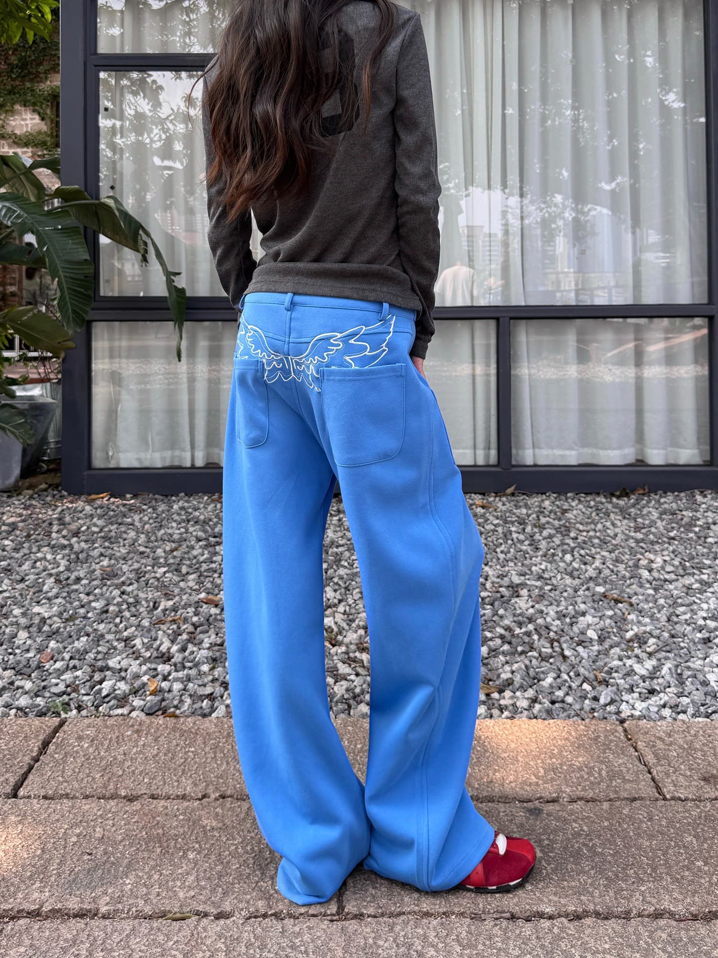 한국 chic 아메리칸 디자인 센스 파리 버클 웨이 바지 여성 핫걸 캐주얼 바지 레트로 긴 바지 도루 센스 와이드 레그 팬츠 트렌디 상세 이미지 8