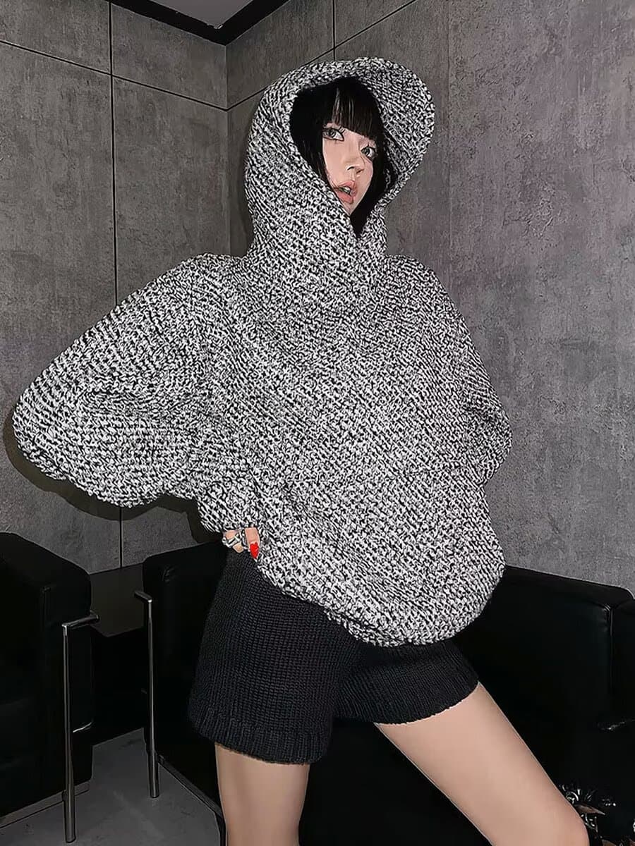한국 chic 가을 새로운 후드 티 스웨터 여성 아메리칸 레트로 짜임 재킷 조수 브랜드 빛 럭셔리 레트로 맨위 상세 이미지 2