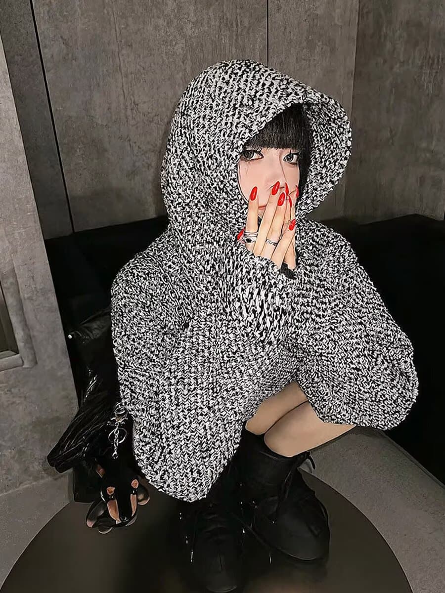 한국 chic 가을 새로운 후드 티 스웨터 여성 아메리칸 레트로 짜임 재킷 조수 브랜드 빛 럭셔리 레트로 맨위 상세 이미지 4