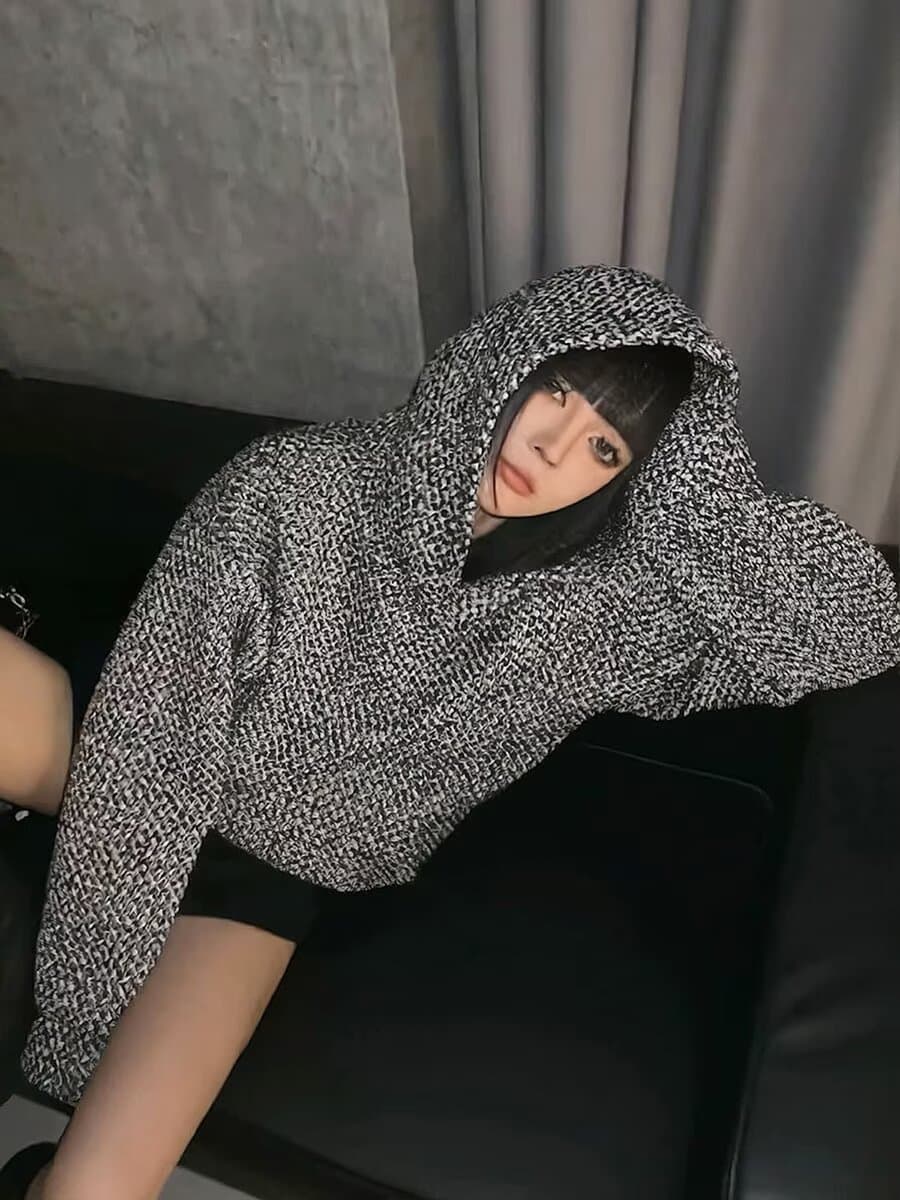 한국 chic 가을 새로운 후드 티 스웨터 여성 아메리칸 레트로 짜임 재킷 조수 브랜드 빛 럭셔리 레트로 맨위 상세 이미지 6
