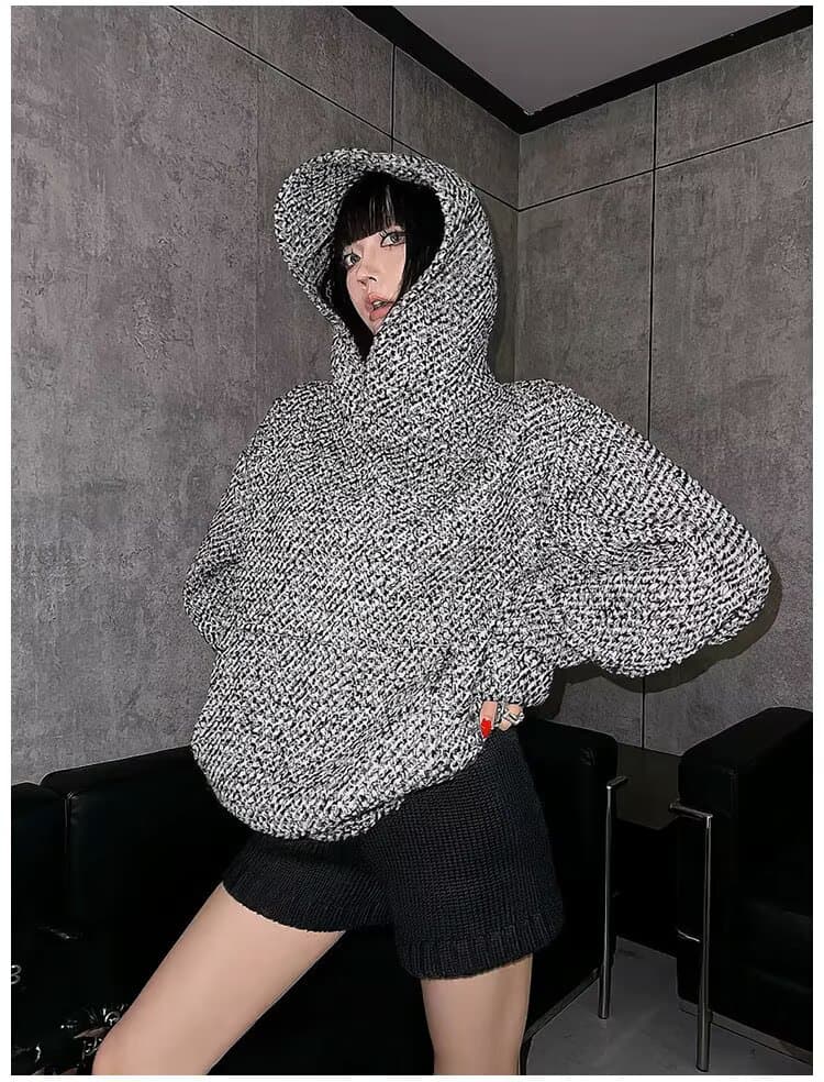 한국 chic 가을 새로운 후드 티 스웨터 여성 아메리칸 레트로 짜임 재킷 조수 브랜드 빛 럭셔리 레트로 맨위 상세 이미지 7