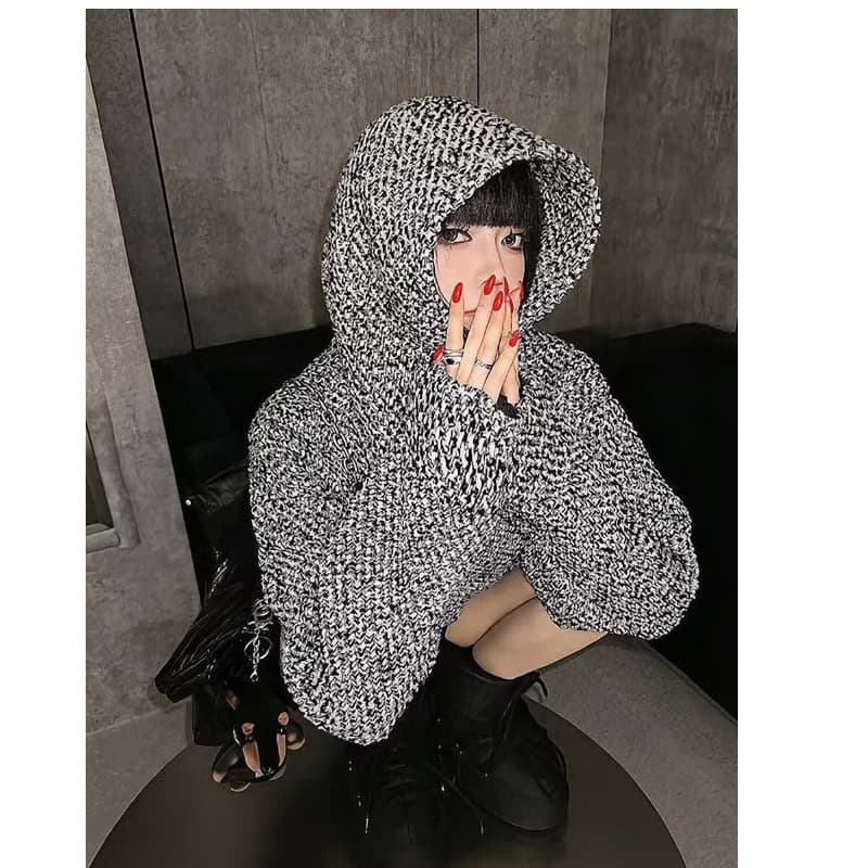 한국 chic 가을 새로운 후드 티 스웨터 여성 아메리칸 레트로 짜임 재킷 조수 브랜드 빛 럭셔리 레트로 맨위 상세 이미지 14