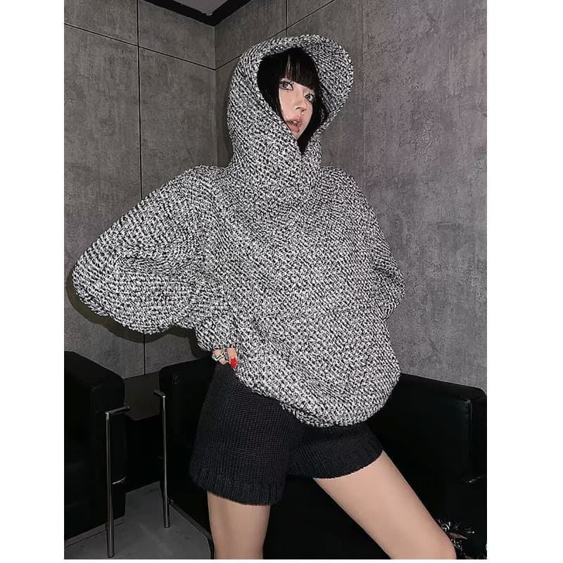 한국 chic 가을 새로운 후드 티 스웨터 여성 아메리칸 레트로 짜임 재킷 조수 브랜드 빛 럭셔리 레트로 맨위 상세 이미지 17