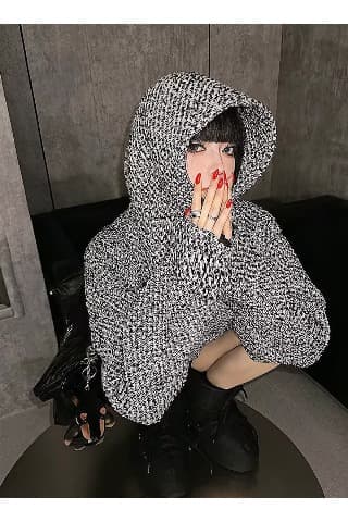 한국 chic 가을 새로운 후드 티 스웨터 여성 아메리칸 레트로 짜임 재킷 조수 브랜드 빛 럭셔리 레트로 맨위 상세 이미지 18
