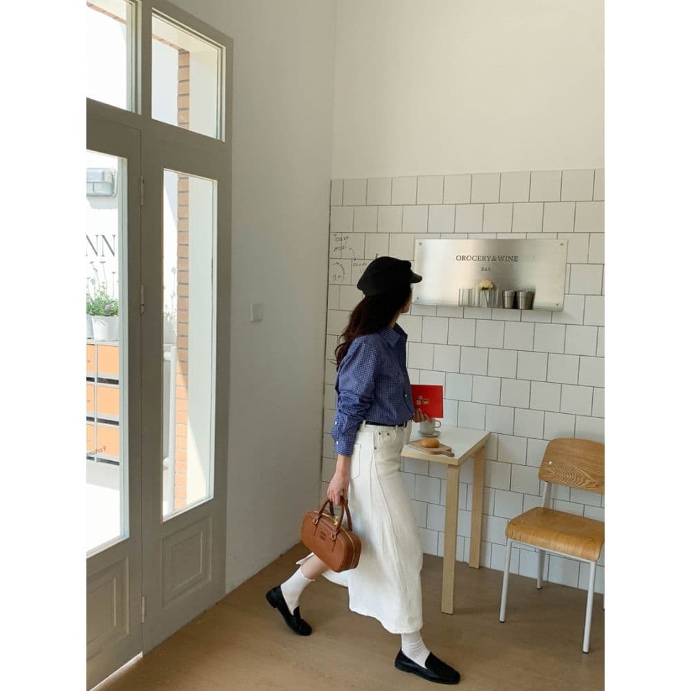 파란색 체크무늬 긴팔 셔츠 여성 코트 가을 스택 착용 루즈핏 작은 키 긍정적 인 어깨 셔츠 2026 새로운 맨위 상세 이미지 7