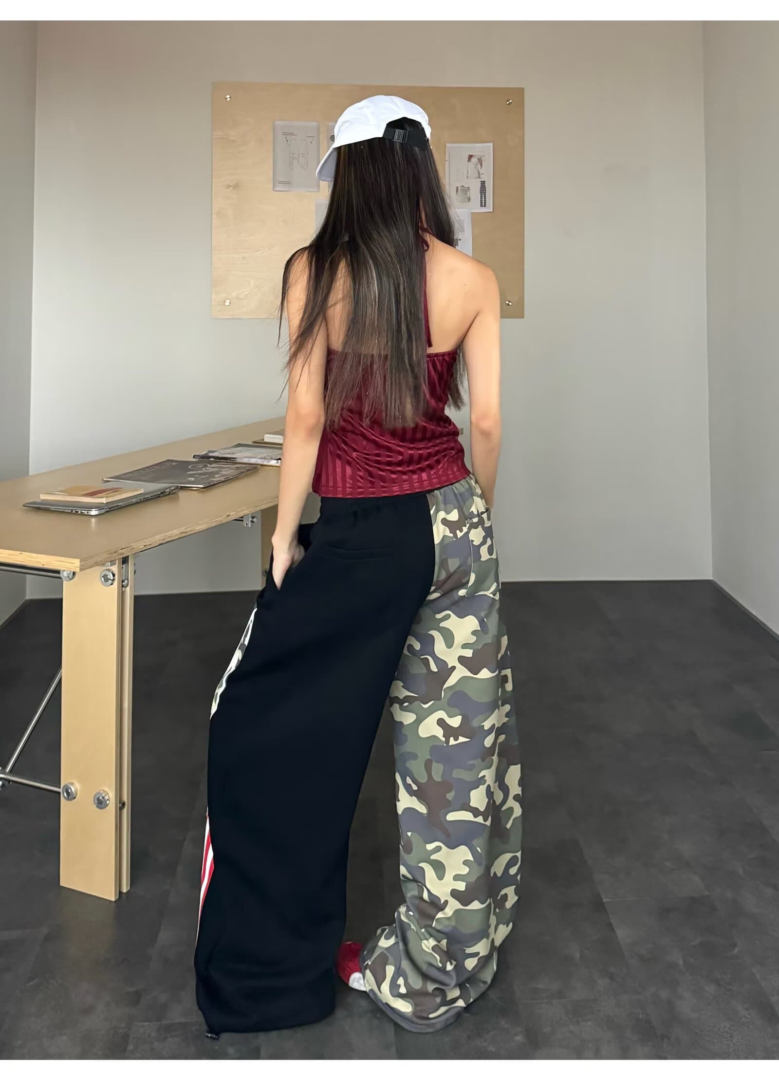 한국 chic 가을 아메리칸 새로운 카모플라주 바지 워크웨어 팬츠 여성 하이웨이스트 캐주얼 스트레이트 팬츠 바닥 청소 와이드 레그 팬츠 트렌디 상세 이미지 21
