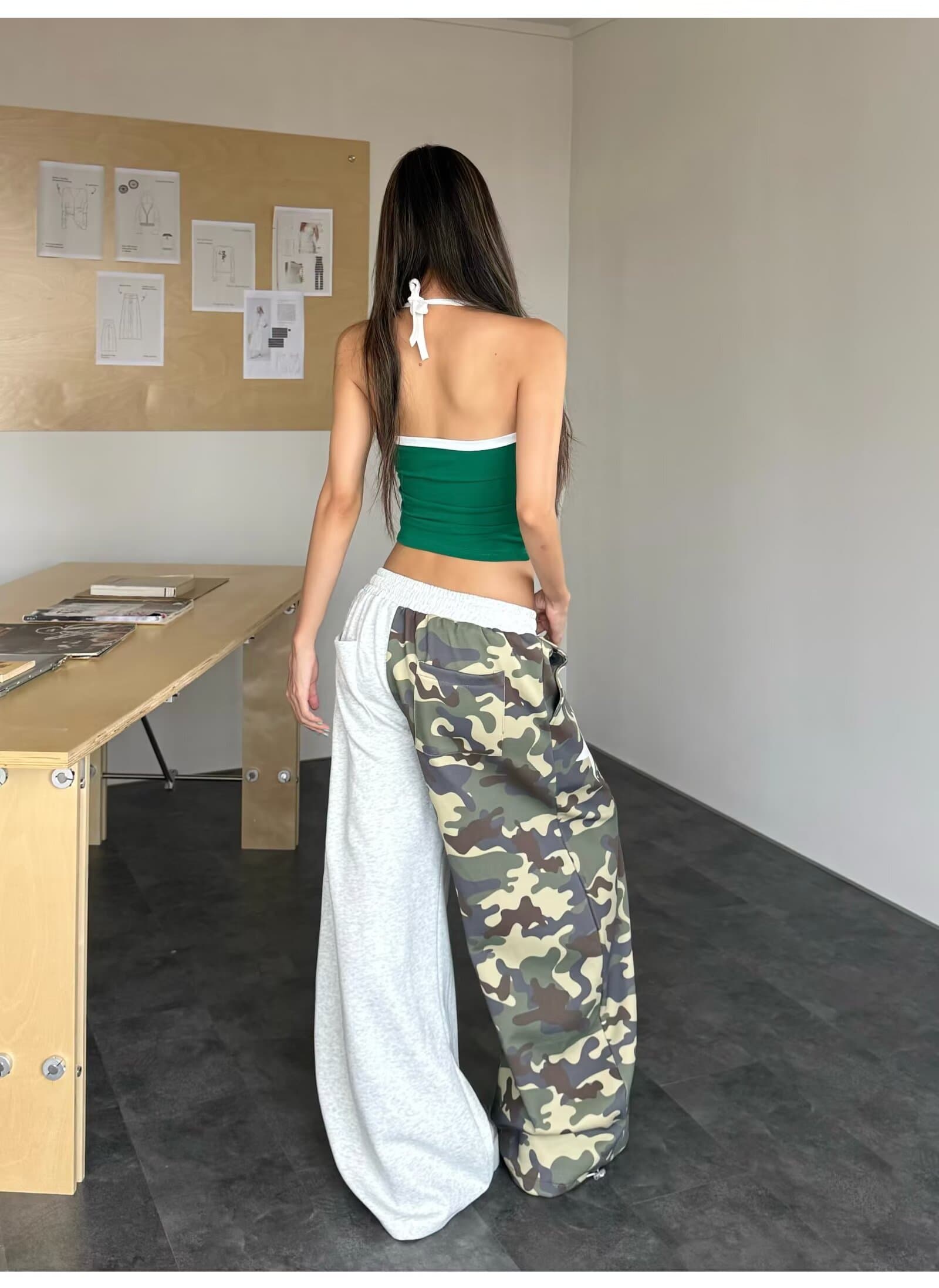 한국 chic 가을 아메리칸 새로운 카모플라주 바지 워크웨어 팬츠 여성 하이웨이스트 캐주얼 스트레이트 팬츠 바닥 청소 와이드 레그 팬츠 트렌디 상세 이미지 28