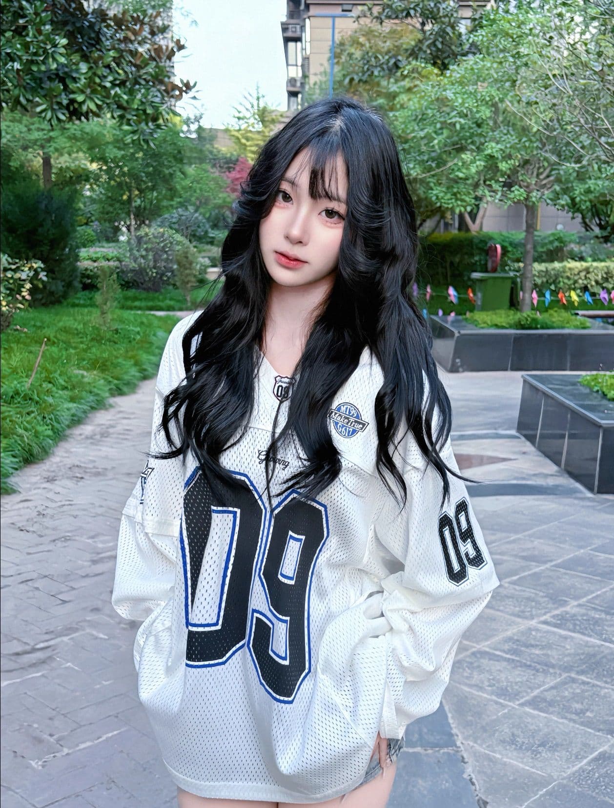 아메리칸 레트로 알파벳 프린트 인터넷 얼굴 긴팔 티셔츠 남녀 가을 새로운 루즈핏 V넥 저지 거리 조수 브랜드 상세 이미지 4