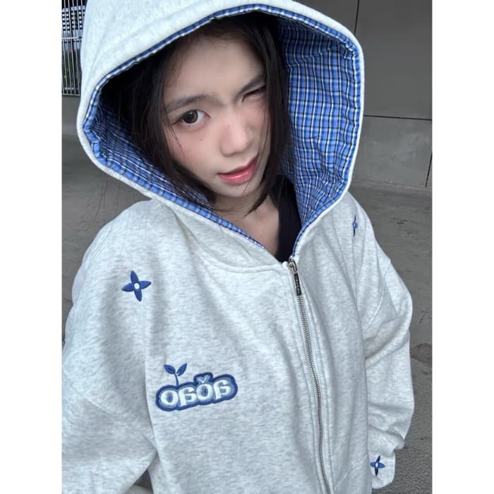 한국 chic2026 가을 새로운 후드 티 스웨터 여성 코트 아메리칸 레트로 루즈핏 슬림해 보이는 지퍼 오픈 가디건 트렌디 상세 이미지 1