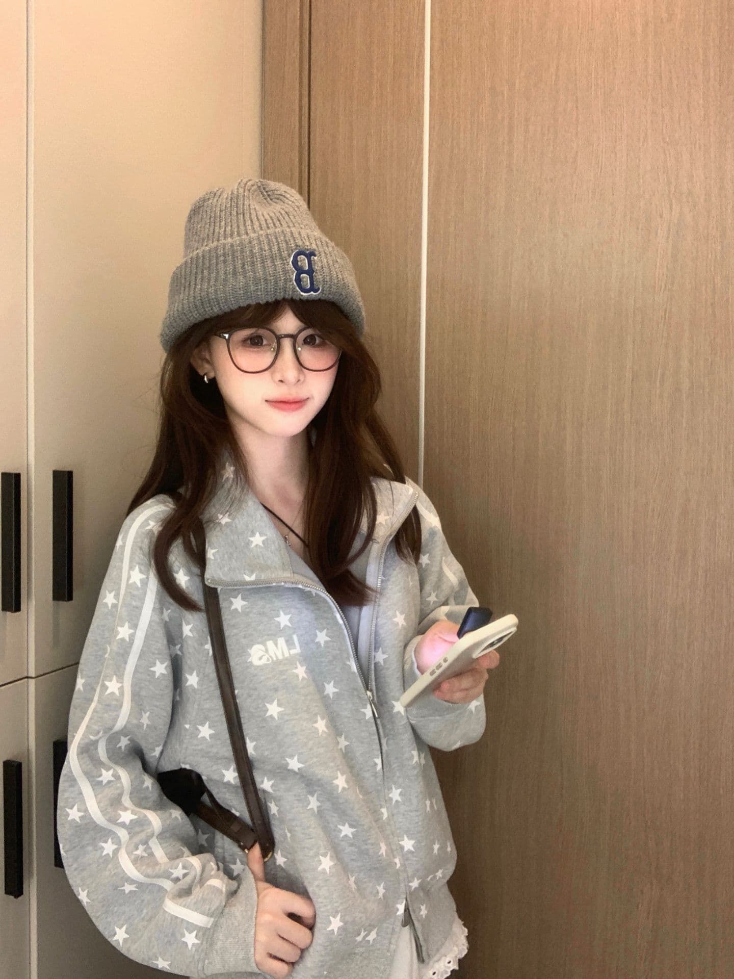 한국 chic2026 가을 새로운 후드 티 스웨터 여성 코트 아메리칸 레트로 루즈핏 슬림해 보이는 지퍼 오픈 가디건 트렌디 상세 이미지 6