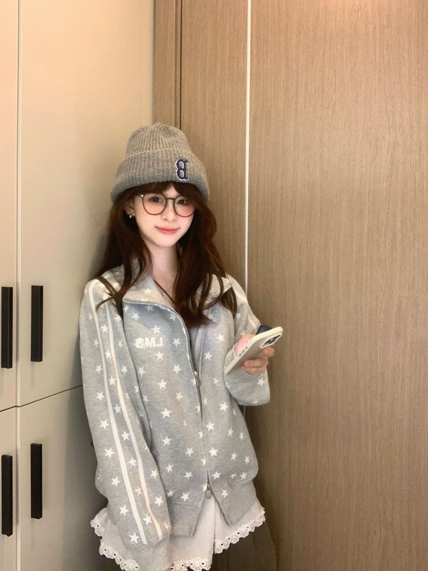한국 chic2026 가을 새로운 후드 티 스웨터 여성 코트 아메리칸 레트로 루즈핏 슬림해 보이는 지퍼 오픈 가디건 트렌디 상세 이미지 8