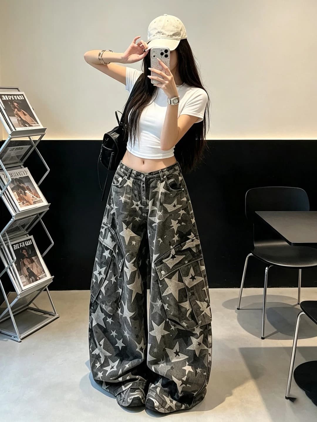 한국 chic 가을 새로운 아메리칸 3 차원 주머니 워크웨어 카모플라주 청바지 워싱 트렌디 슬림해 보이는 바닥 청소 긴 바지