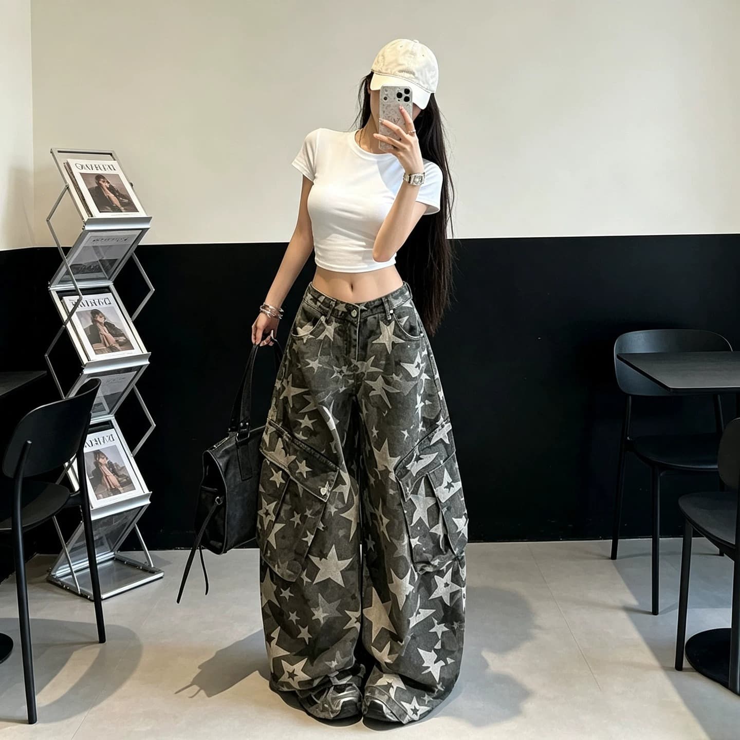 한국 chic 가을 새로운 아메리칸 3 차원 주머니 워크웨어 카모플라주 청바지 워싱 트렌디 슬림해 보이는 바닥 청소 긴 바지 상세 이미지 6
