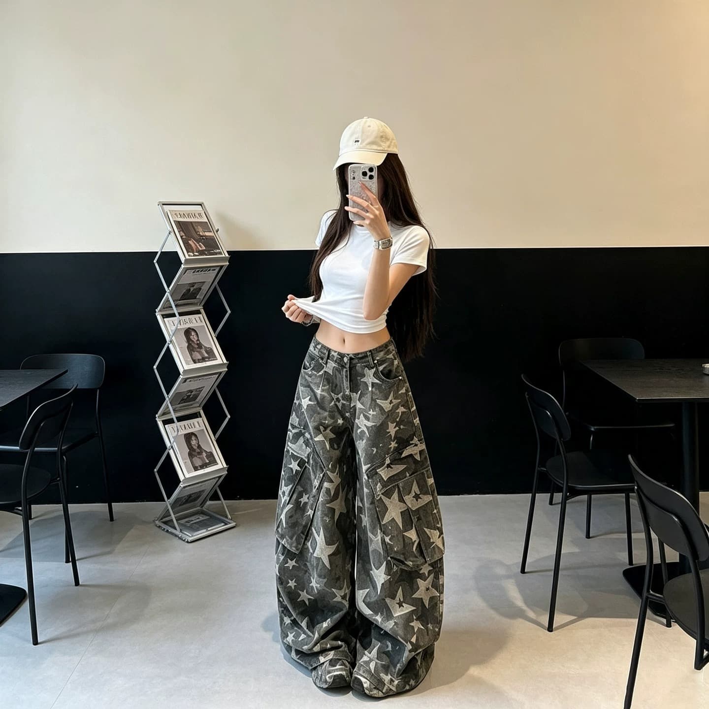 한국 chic 가을 새로운 아메리칸 3 차원 주머니 워크웨어 카모플라주 청바지 워싱 트렌디 슬림해 보이는 바닥 청소 긴 바지 상세 이미지 7