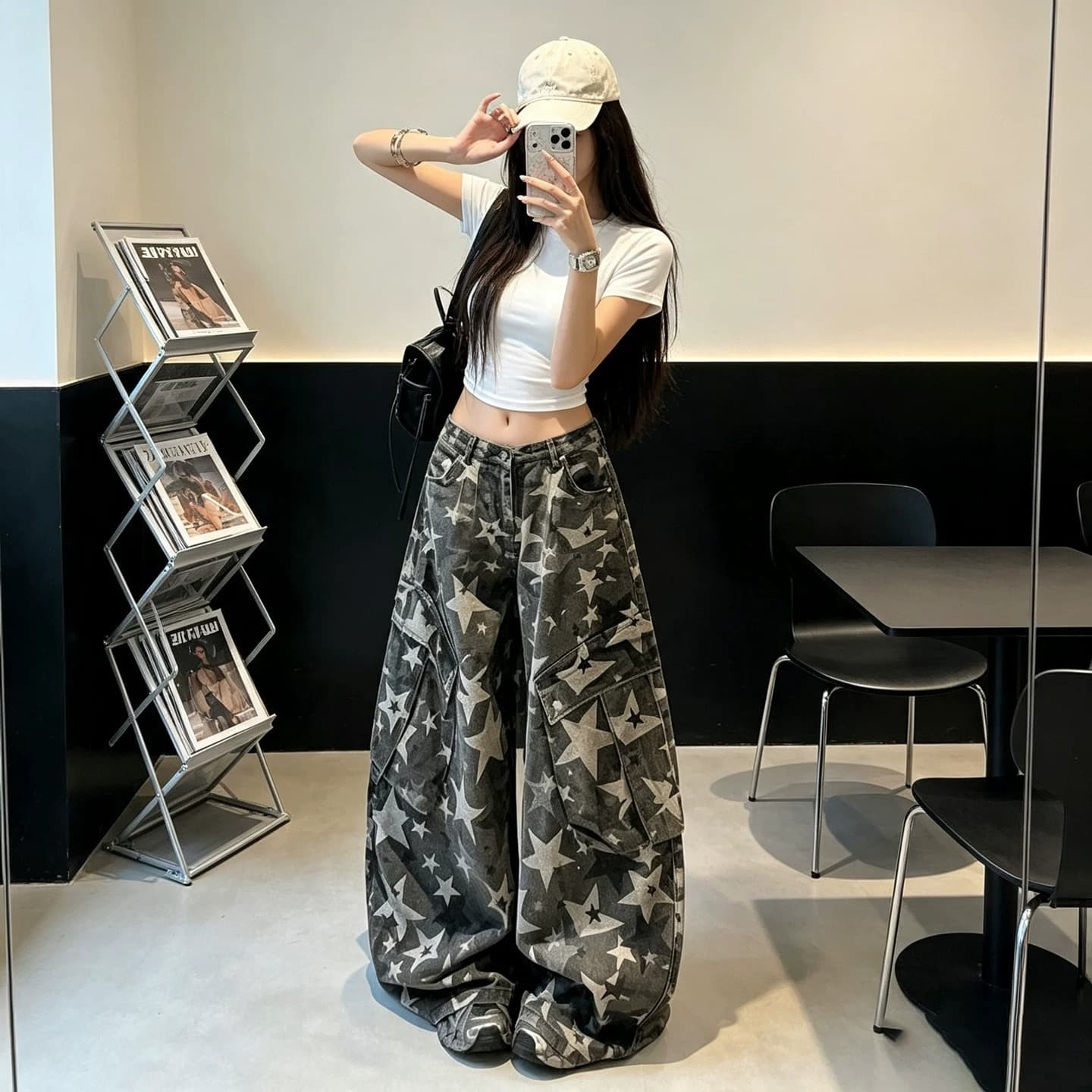 한국 chic 가을 새로운 아메리칸 3 차원 주머니 워크웨어 카모플라주 청바지 워싱 트렌디 슬림해 보이는 바닥 청소 긴 바지 상세 이미지 8