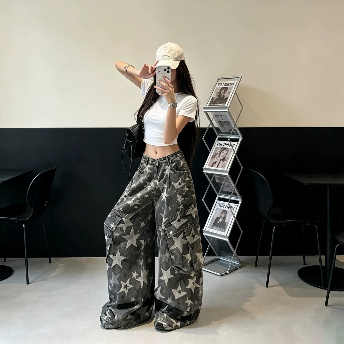 한국 chic 가을 새로운 아메리칸 3 차원 주머니 워크웨어 카모플라주 청바지 워싱 트렌디 슬림해 보이는 바닥 청소 긴 바지 상세 이미지 10