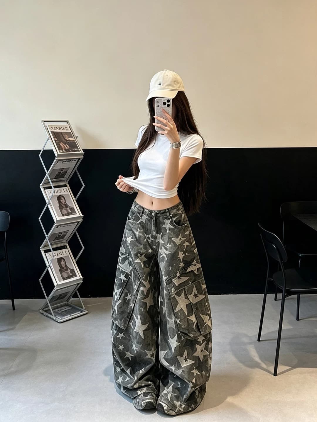 한국 chic 가을 새로운 아메리칸 3 차원 주머니 워크웨어 카모플라주 청바지 워싱 트렌디 슬림해 보이는 바닥 청소 긴 바지 상세 이미지 11
