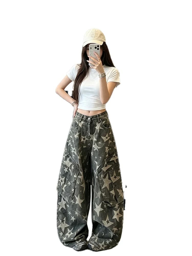 한국 chic 가을 새로운 아메리칸 3 차원 주머니 워크웨어 카모플라주 청바지 워싱 트렌디 슬림해 보이는 바닥 청소 긴 바지 상세 이미지 13