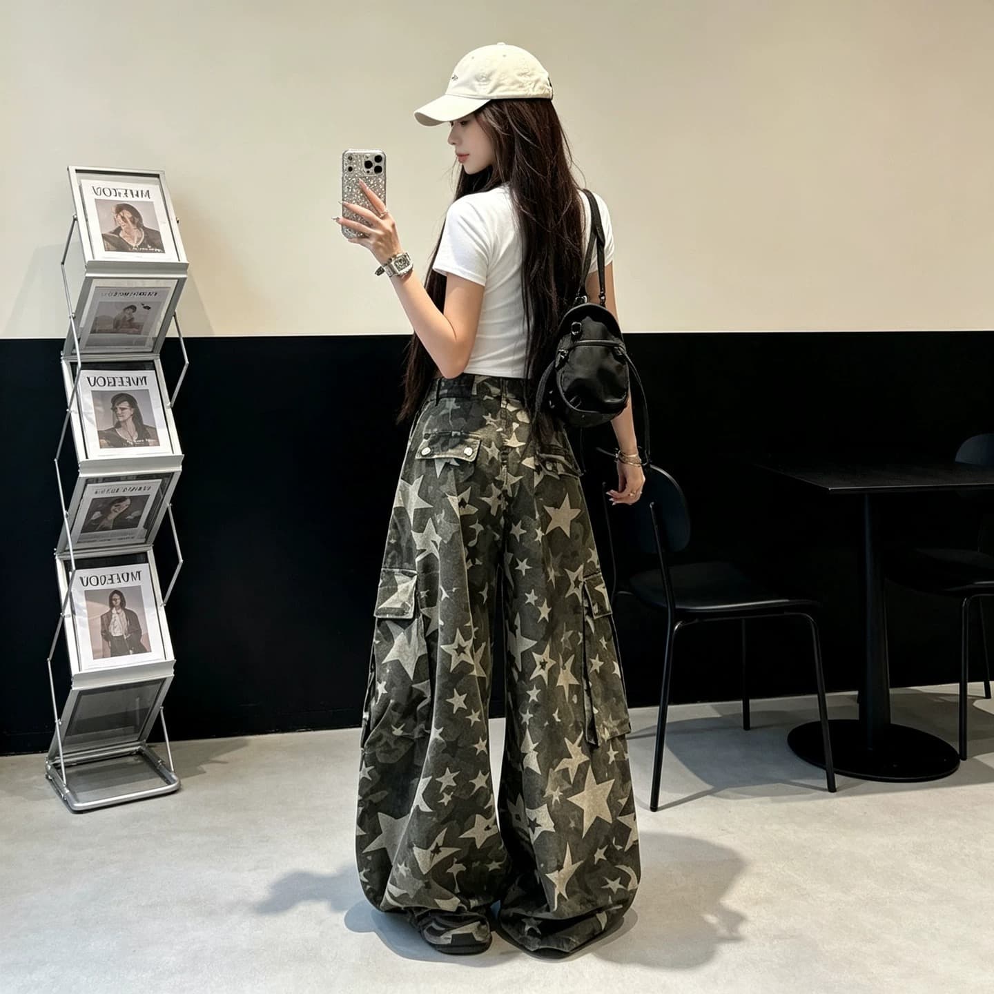 한국 chic 가을 새로운 아메리칸 3 차원 주머니 워크웨어 카모플라주 청바지 워싱 트렌디 슬림해 보이는 바닥 청소 긴 바지 상세 이미지 14