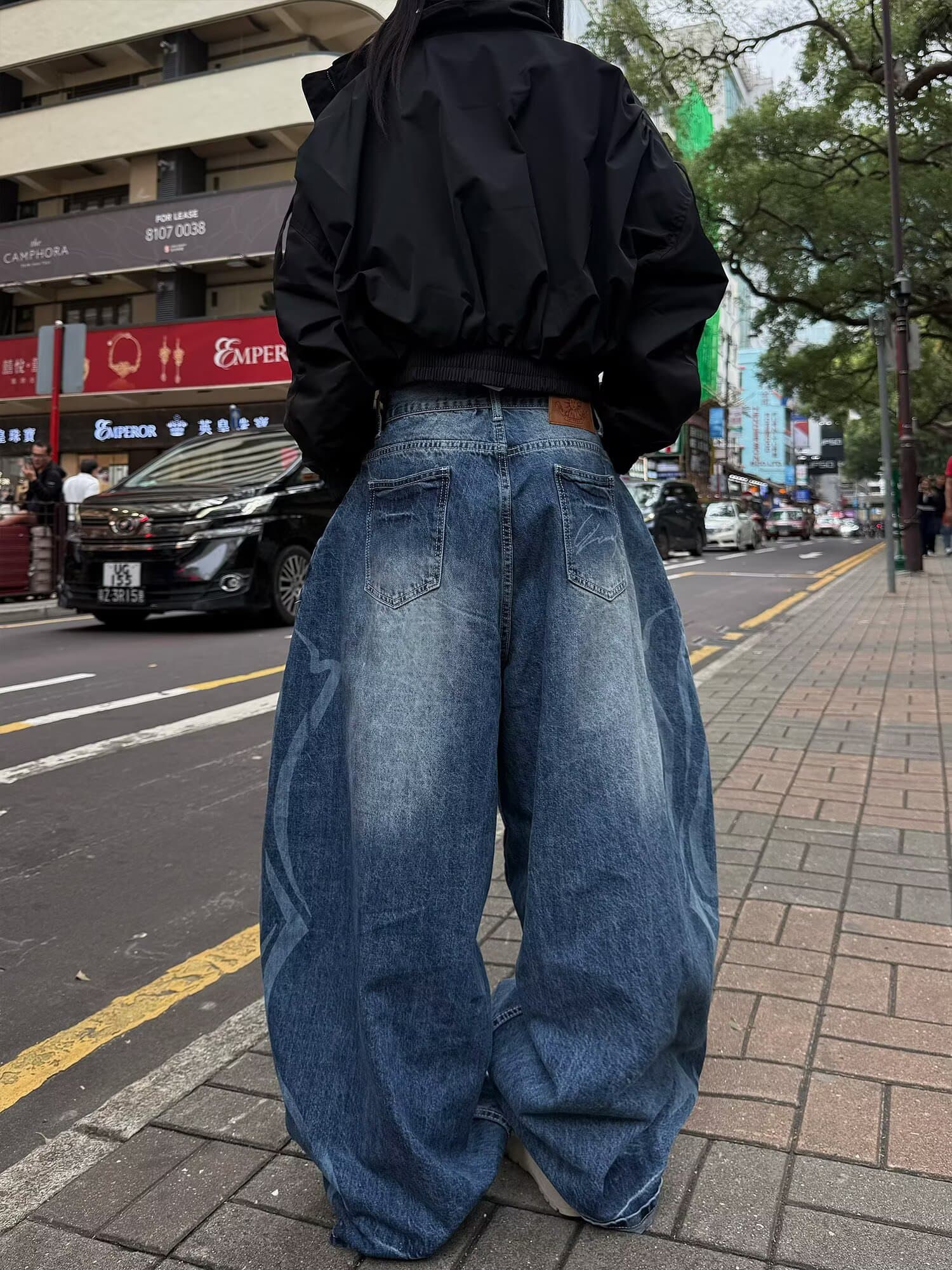 한국 chic 높음 거리 바람 워싱 찢어진 부분 청바지 여성 2026 가을 의상 새로운 루즈핏 와이드 레그 팬츠 바닥 청소 긴 바지 상세 이미지 11