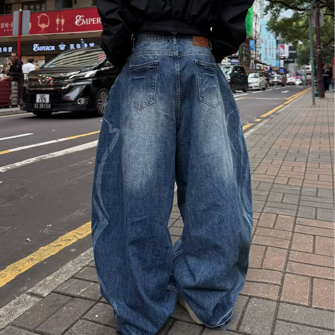 한국 chic 높음 거리 바람 워싱 찢어진 부분 청바지 여성 2026 가을 의상 새로운 루즈핏 와이드 레그 팬츠 바닥 청소 긴 바지 상세 이미지 17