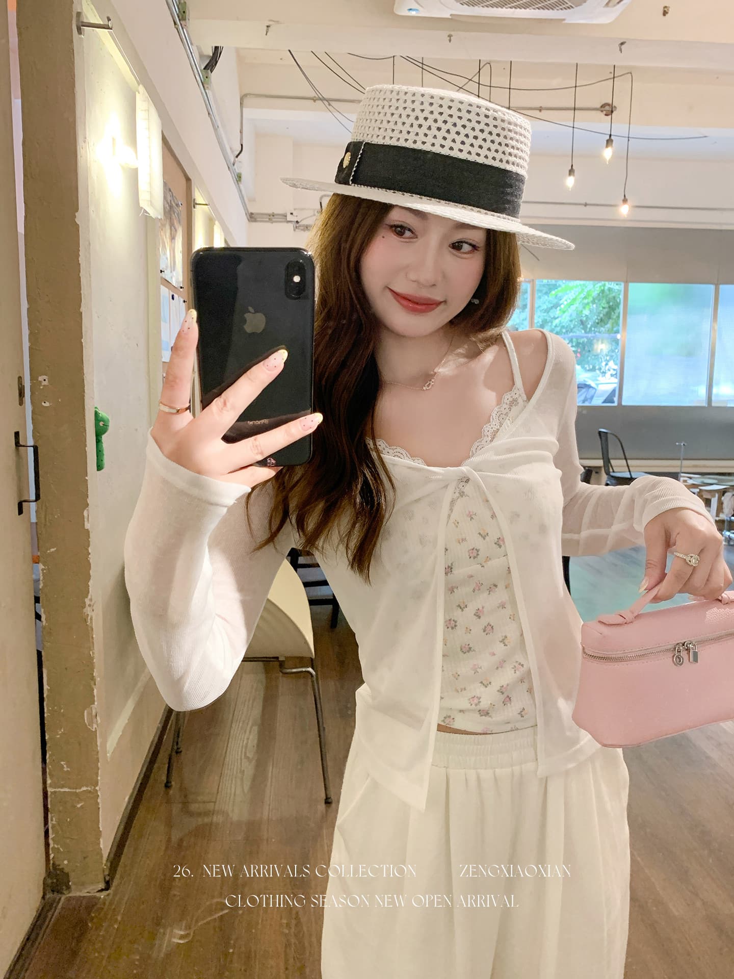 아메리칸 레트로 한 부서 오프숄더 긴팔 티셔츠 여성 여름 자외선 차단 블라우스 Tulle 맨위 꽃무늬 슬립 투피스 세트 이미지 2