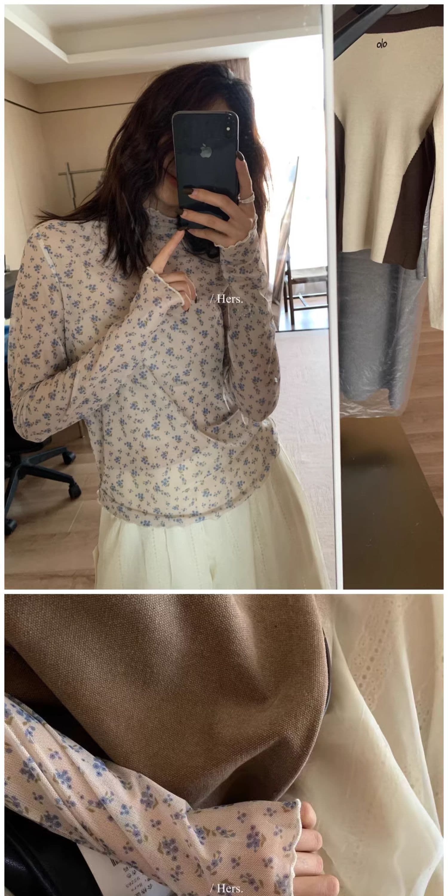 새로운 터틀넥 꽃무늬 긴팔 티셔츠 여성 가을 한 부서 달콤함 프릴 다용도 마이크로 ~을 통해 기본 셔츠 맨위 트렌디 상세 이미지 8